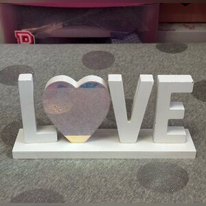 Valentine's Day White Love Silver Heart Sign